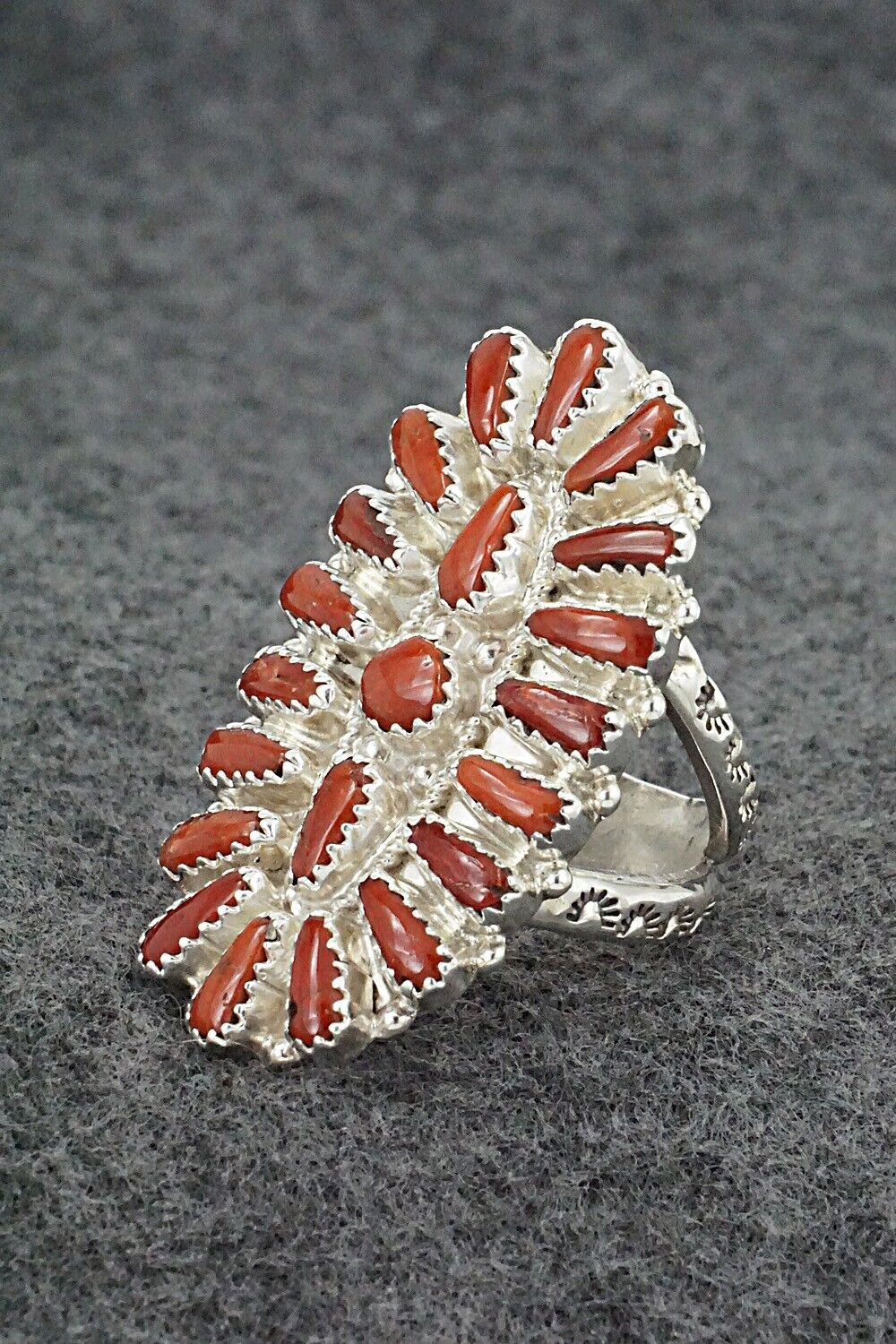 Coral & Sterling Silver Ring - Donovan Wilson - Size 9