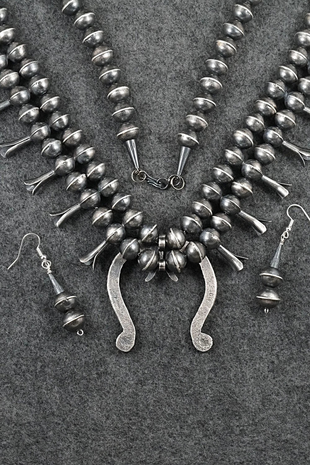 Turquoise & Sterling Silver Squash Blossom Set - Gilbert Martin