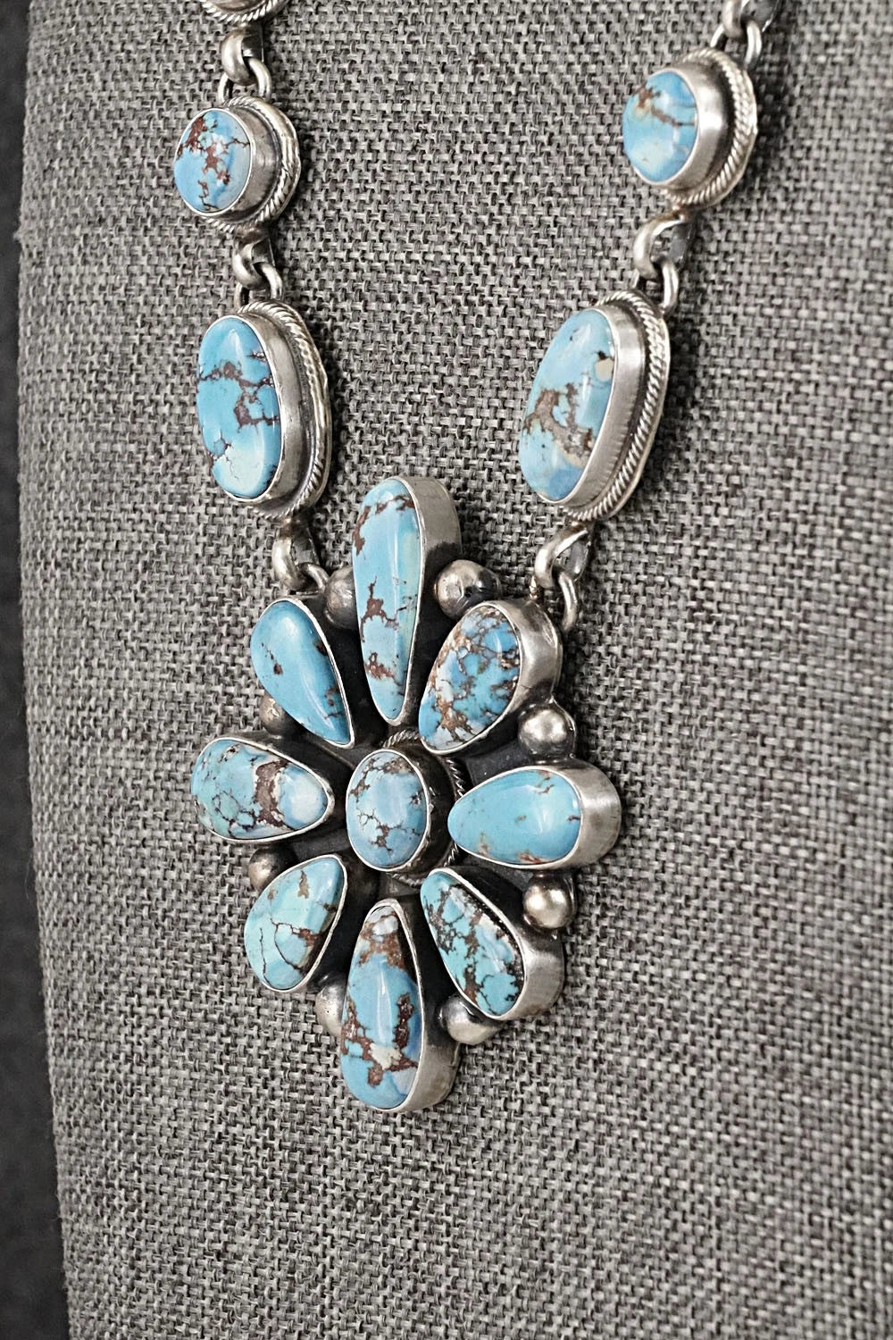 Turquoise & Sterling Silver Necklace and Earrings Set - Kathleen Livingston
