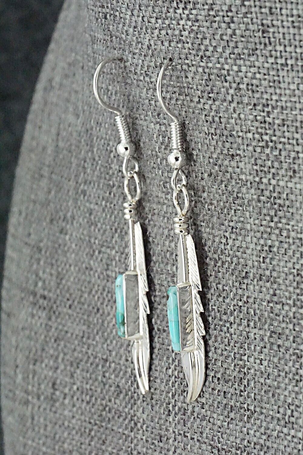 Turquoise & Sterling Silver Inlay Earrings - Allen Barney