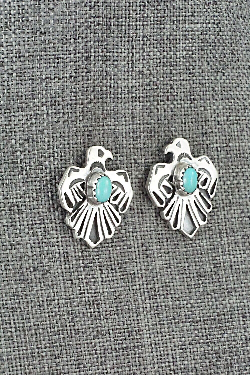 Turquoise & Sterling Silver Earrings - Jerryson Henio