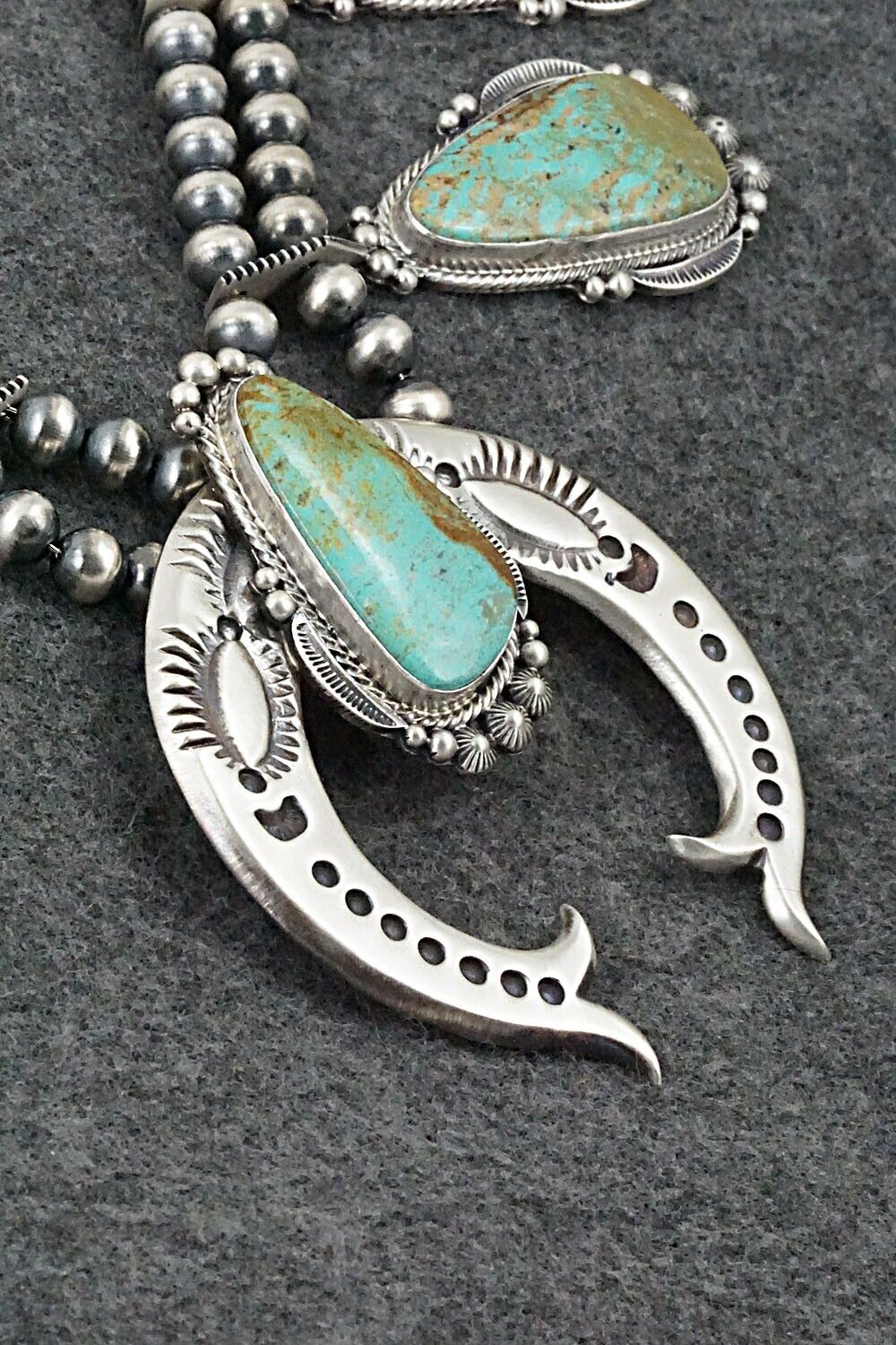 Turquoise & Sterling Silver Squash Blossom Set - Tom Lewis