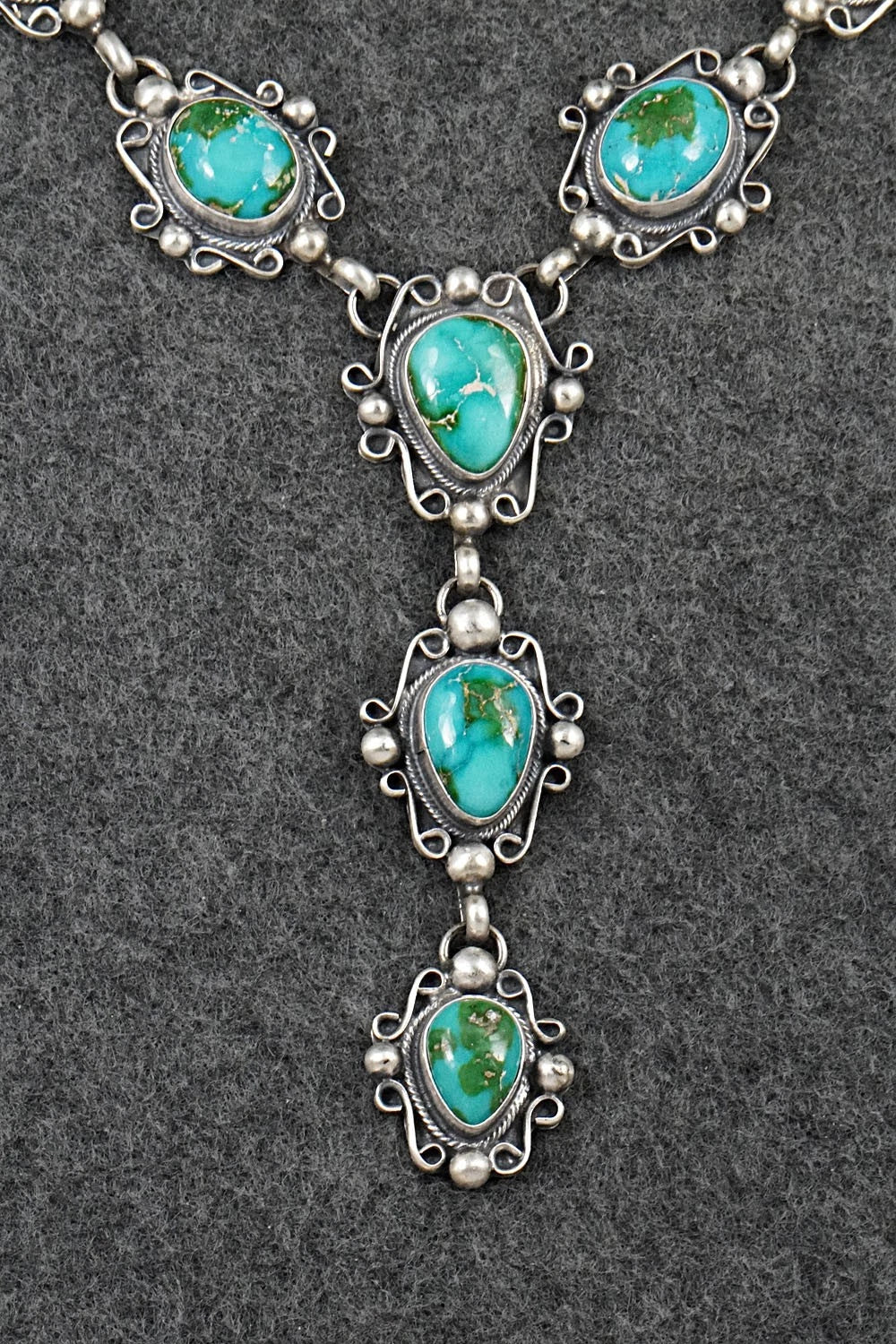 Turquoise & Sterling Silver Necklace and Earrings Set - Kathleen Livingston