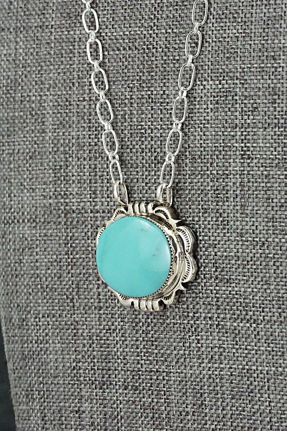 Turquoise & Sterling Silver Necklace - Leroy Silversmith