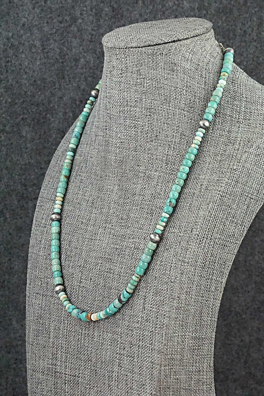 Turquoise & Sterling Silver Necklace 18" - Doreen Jake