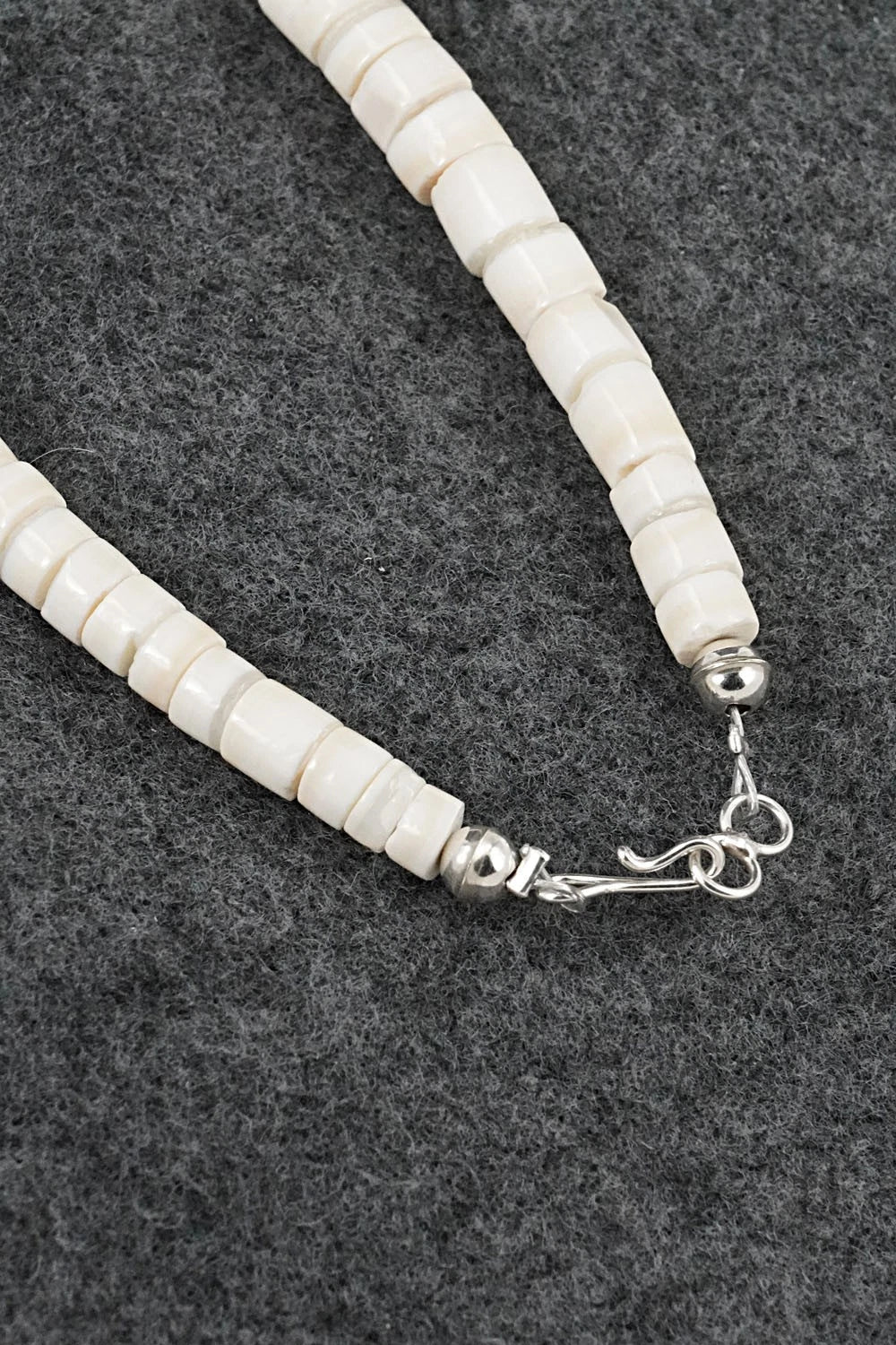 Turquoise, Melon Shell and Sterling Silver Necklace - Lupe Lovato