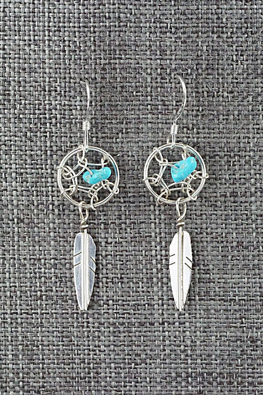 Turquoise & Sterling Silver Earrings - Lorenzo Arviso Jr.