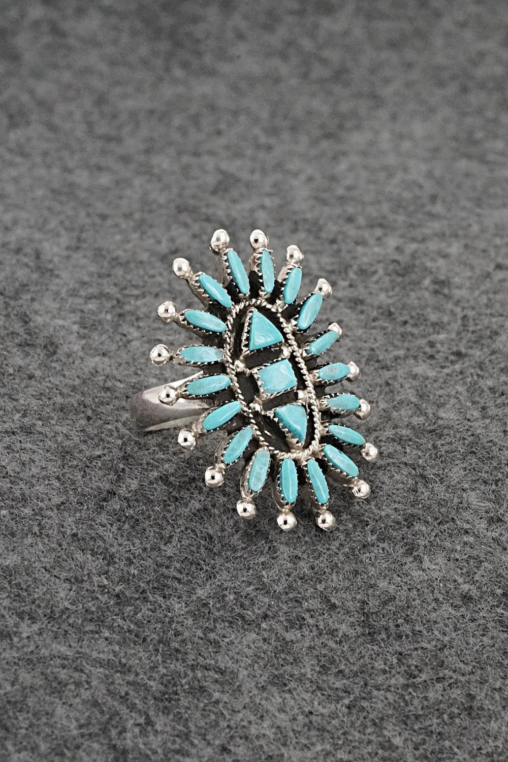Turquoise & Sterling Silver Ring - Evonne Hustito - Size 8.5
