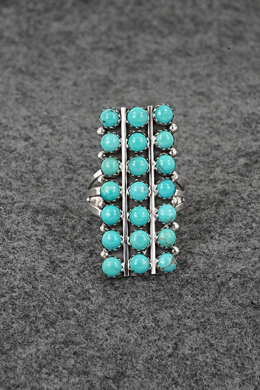 Turquoise & Sterling Silver Ring - Kenny Lonjose - Size 7.5