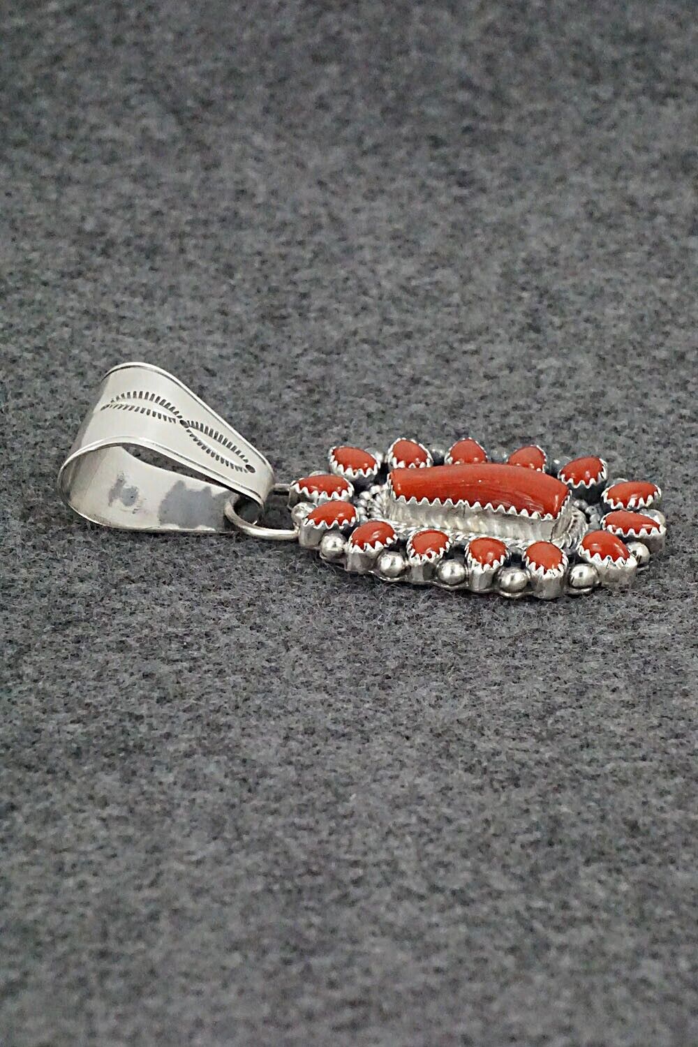 Coral & Sterling Silver Pendant - Tom Lewis