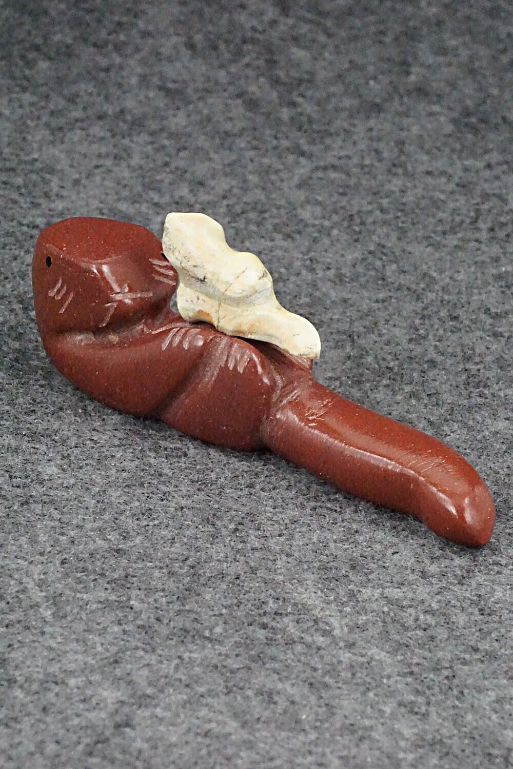 Otter with Pup Zuni Fetish Carving - Justin Red Elk