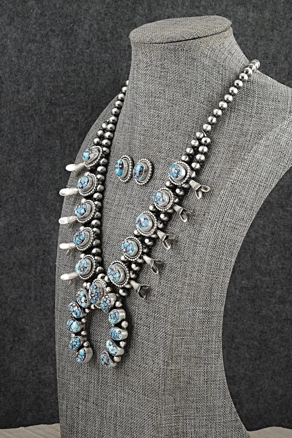 Turquoise & Sterling Silver Squash Blossom Set - Darrin Livingston