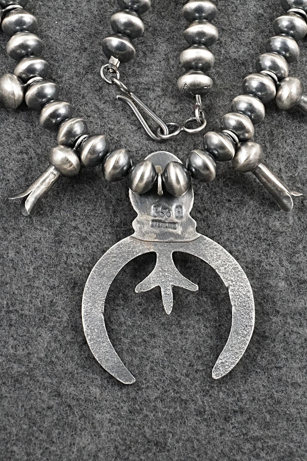 Turquoise & Sterling Silver Squash Blossom Necklace - Presley Haley