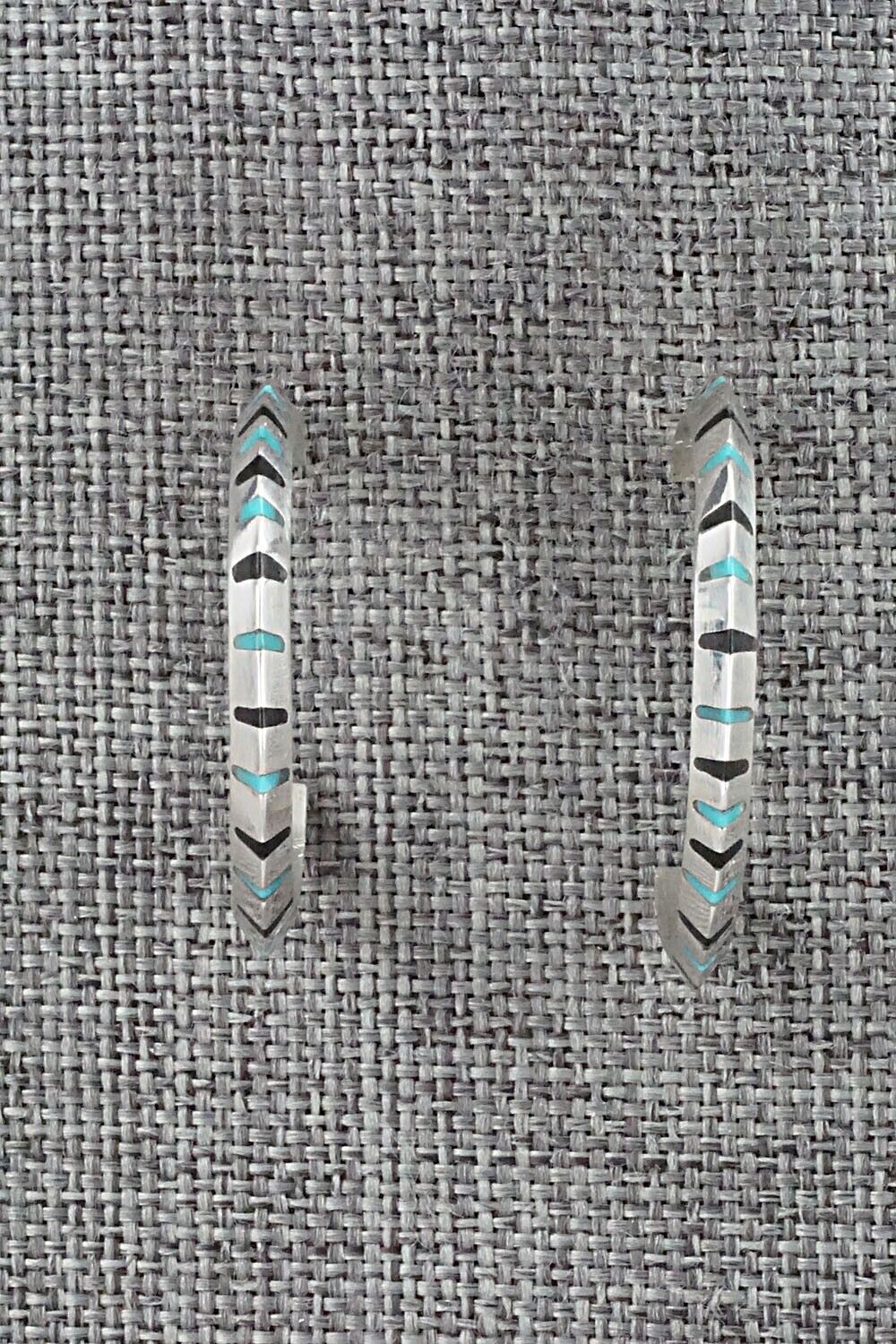 Turquoise, Onyx & Sterling Silver Earrings - Gilbert Weebothee