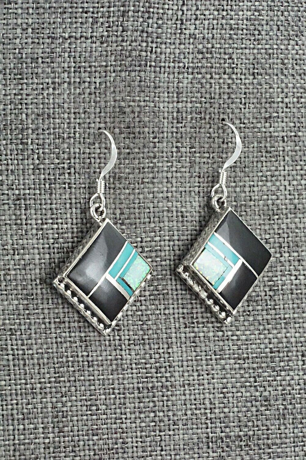 Multi-Stone & Sterling Silver Inlay Earrings - James Manygoats