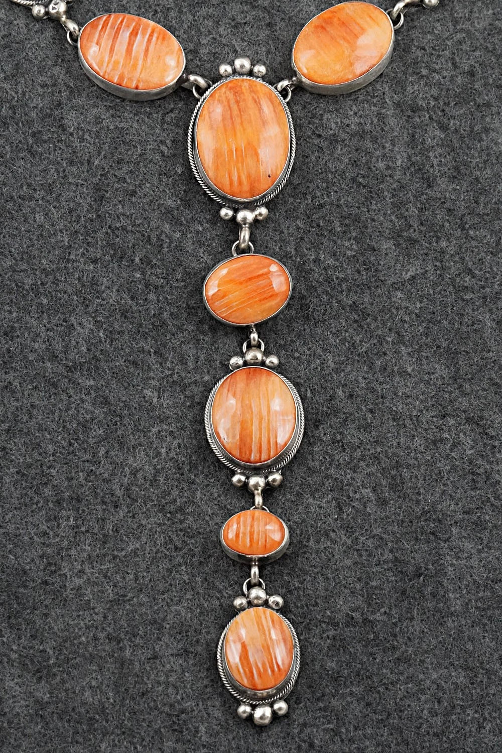 Spiny Oyster & Sterling Silver Necklace and Earrings Set - Kathleen Livingston