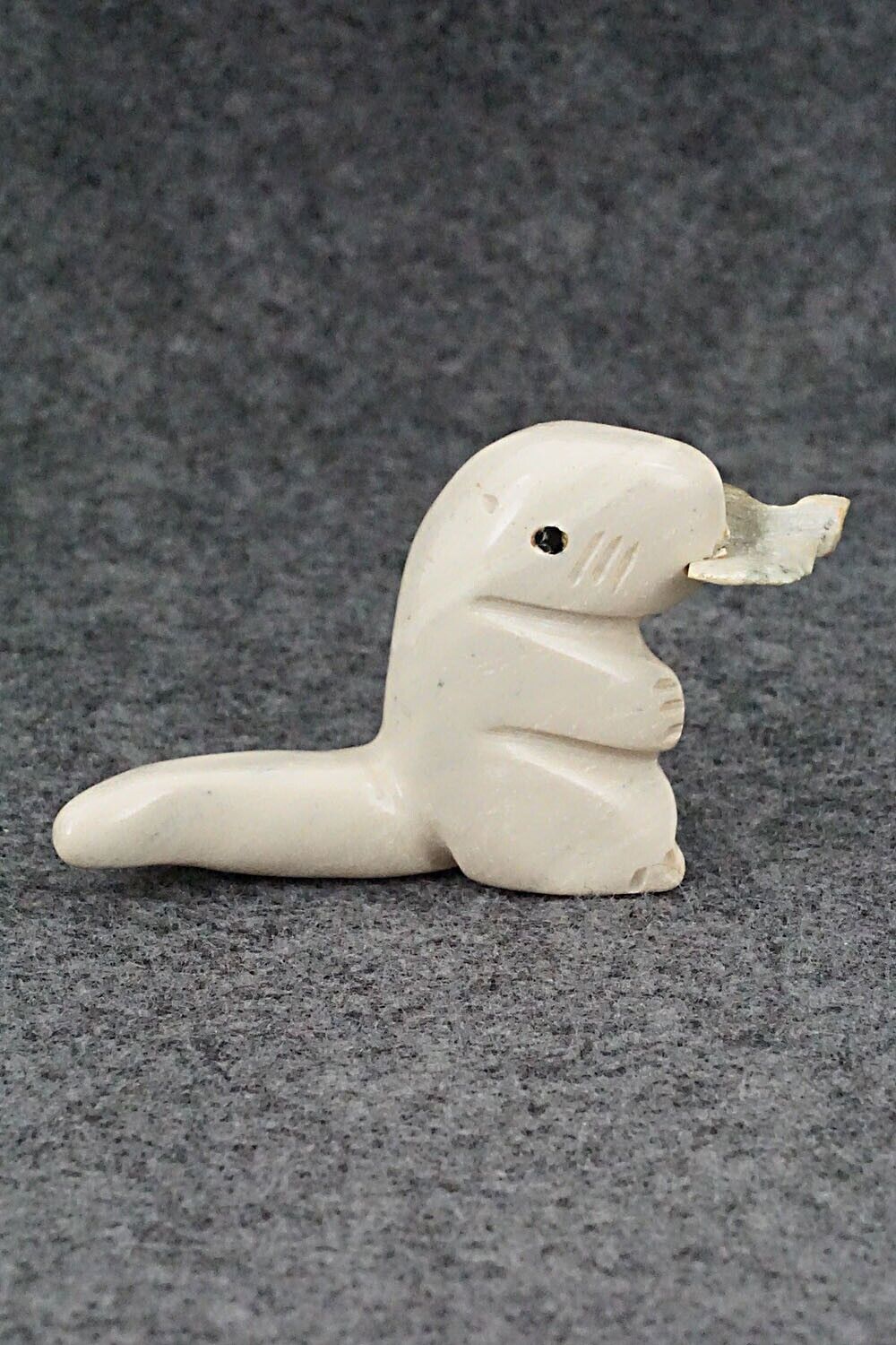 Otter with Fish Zuni Fetish Carving - Justin Red Elk