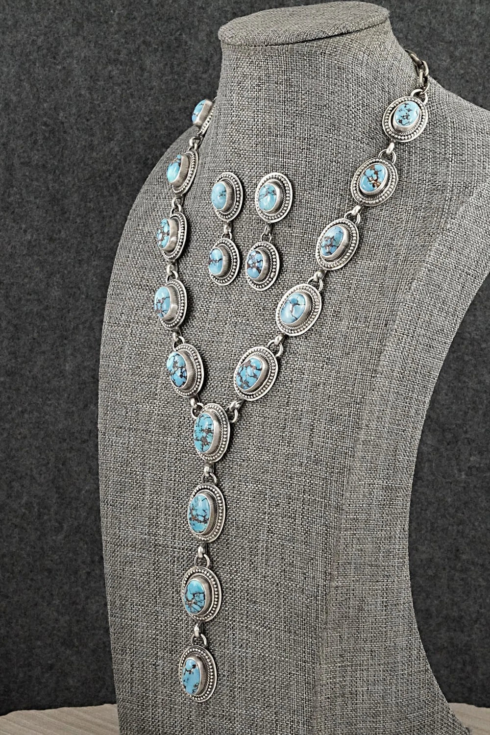 Turquoise & Sterling Silver Necklace and Earrings Set - Kathleen Livingston