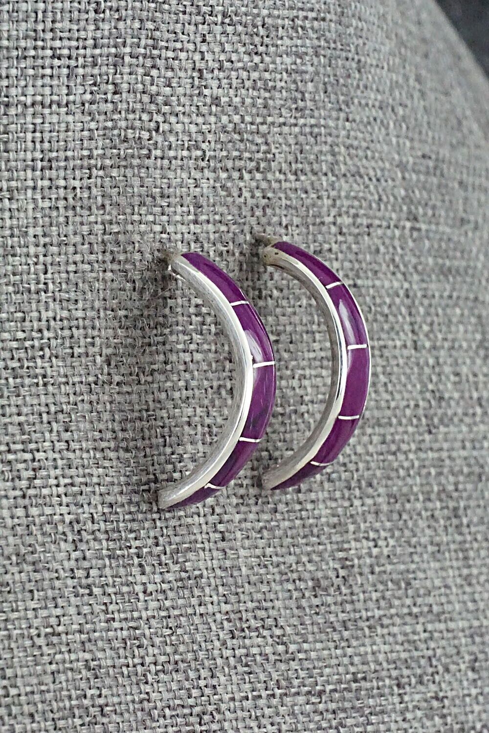 Spiny Oyster & Sterling Silver Earrings - Richard Edaakie