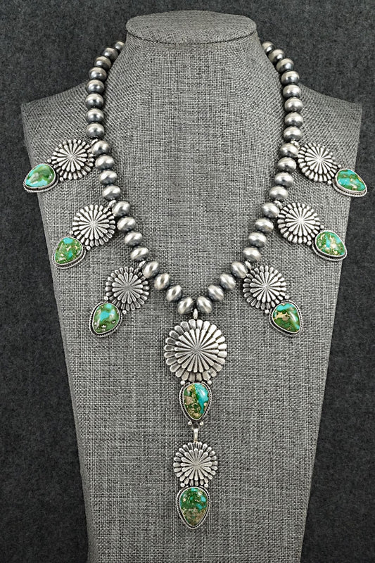 Turquoise & Sterling Silver Navajo Pearl Necklace - Adrienne Gordon