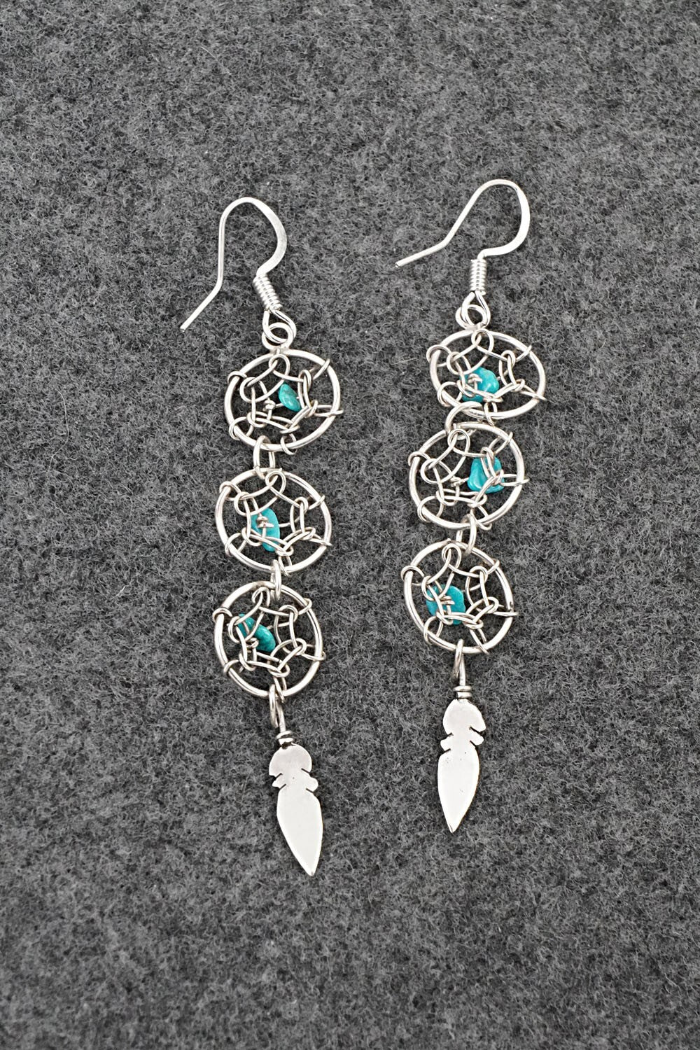 Turquoise & Sterling Silver Earrings - Lorenzo Arviso Jr.
