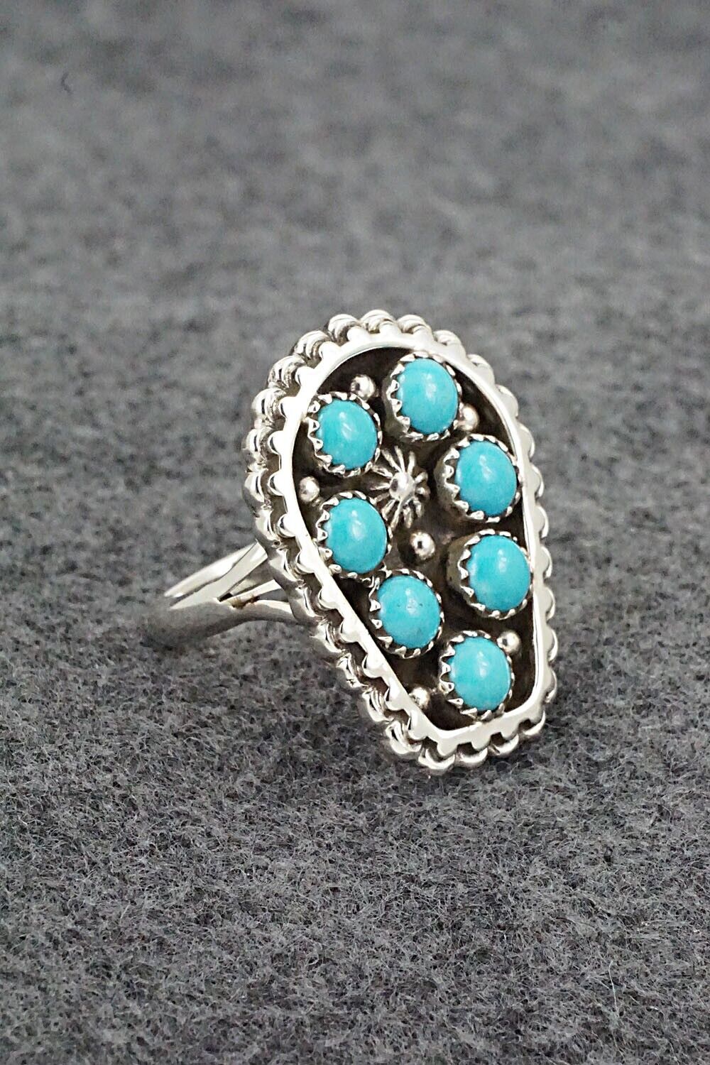 Turquoise & Sterling Silver Ring - Kenny Lonjose - Size 10