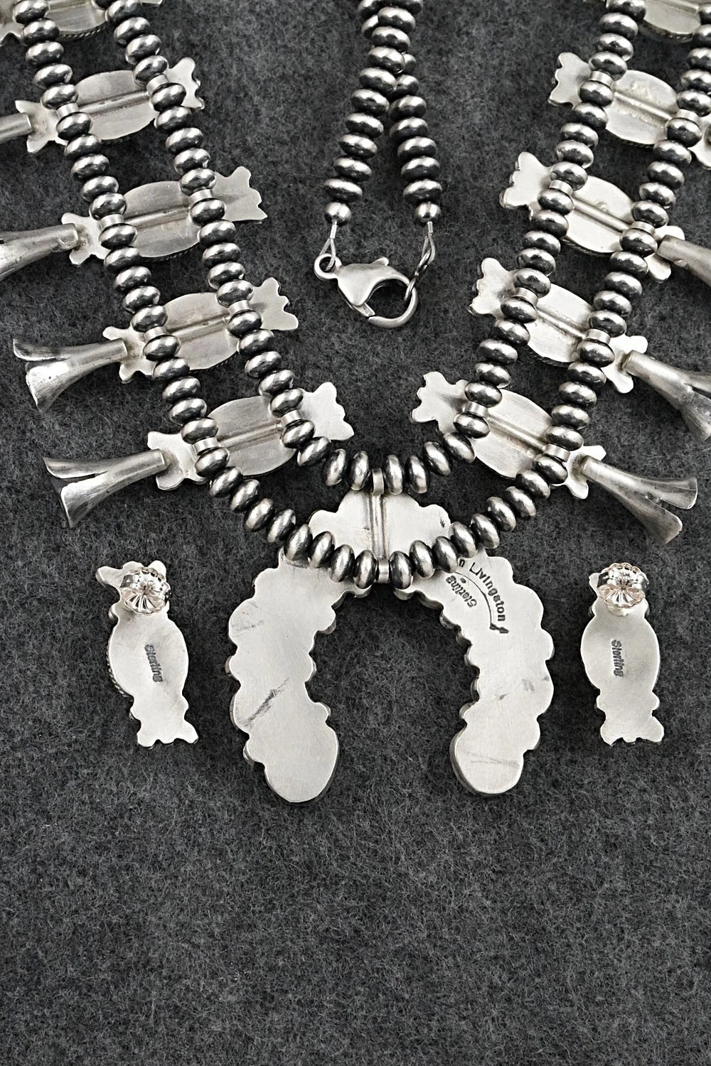 Turquoise & Sterling Silver Squash Blossom Set - Darrin Livingston