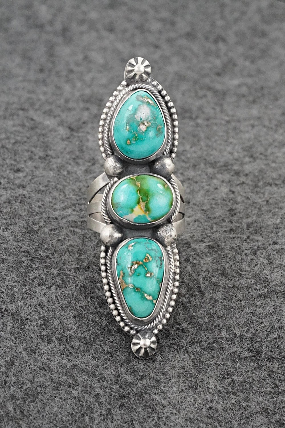 Turquoise & Sterling Silver Ring - Bobby Johnson - Size 7.5