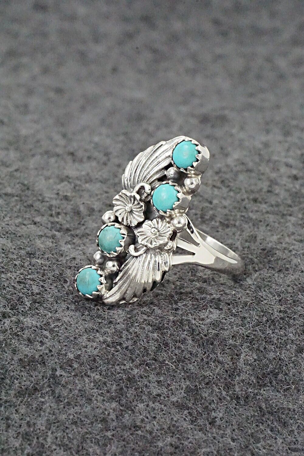Turquoise & Sterling Silver Ring - Jerryson Henio - Size 8