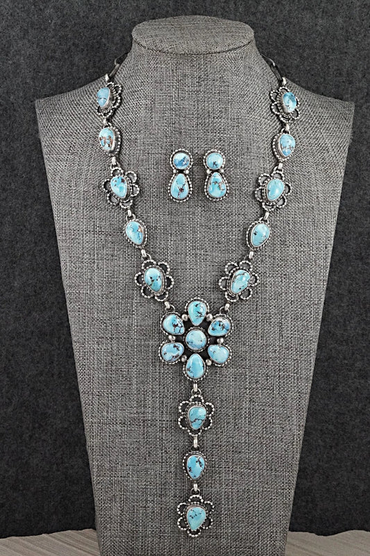 Turquoise & Sterling Silver Necklace and Earrings Set - Darrin Livingston