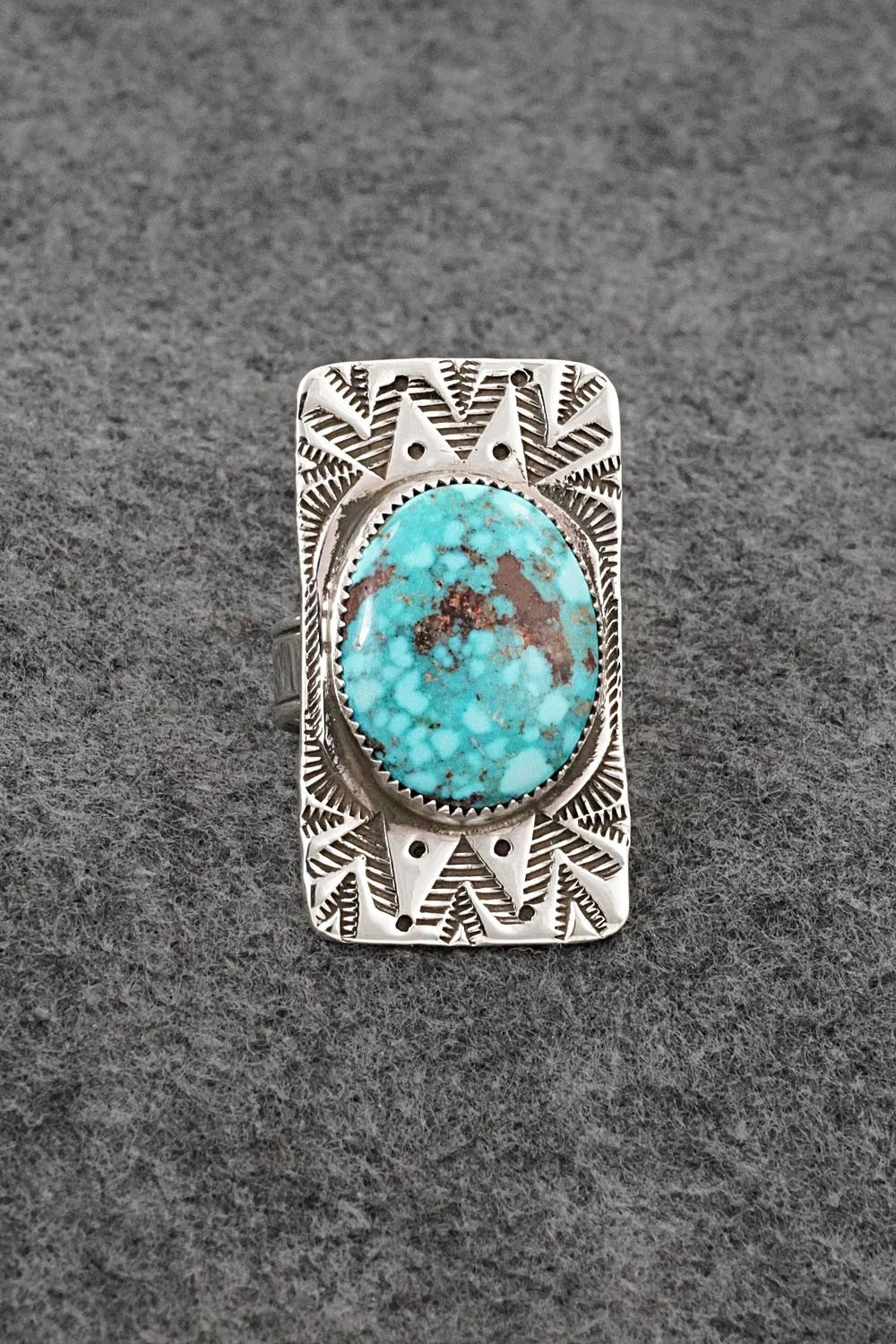 Turquoise & Sterling Silver Ring - Priscilla Reeder - Size 8.5