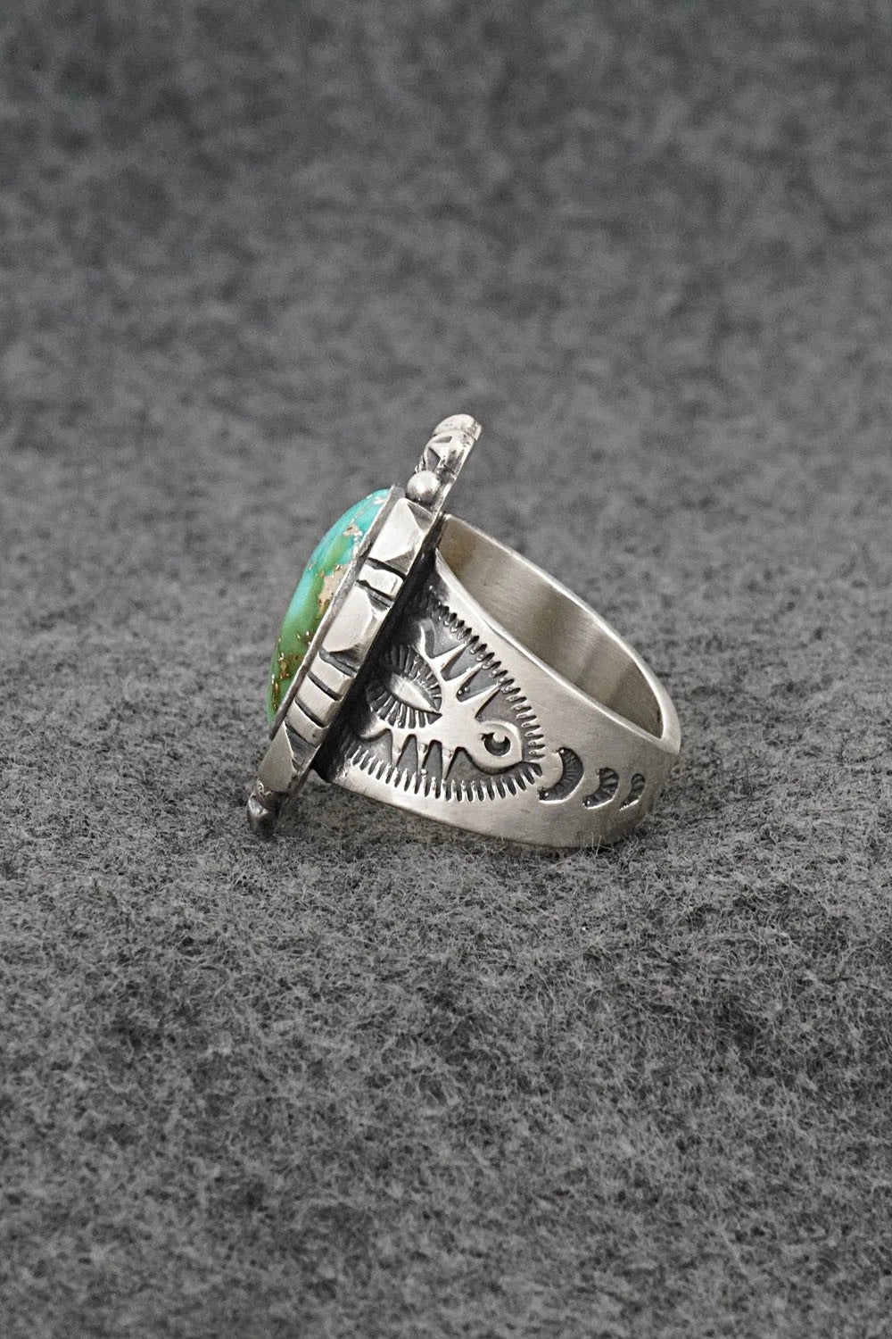 Turquoise & Sterling Silver Ring - Samuel Yellowhair - Size 7.5