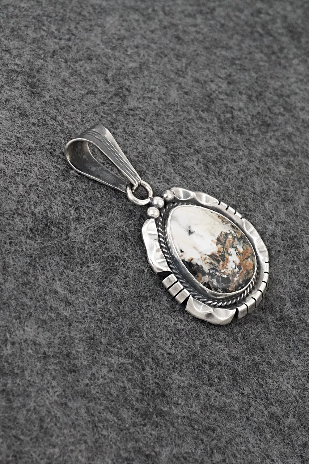 White Buffalo & Sterling Silver Pendant - Samuel Yellowhair