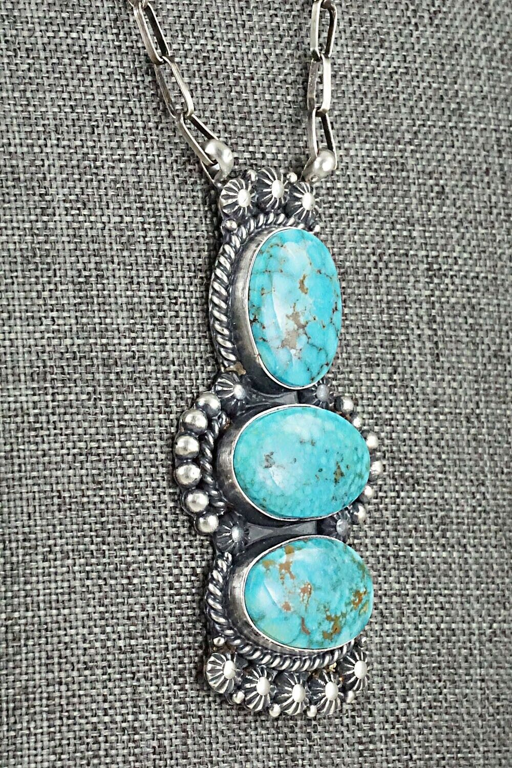 Turquoise & Sterling Silver Necklace - Raymond Delgarito