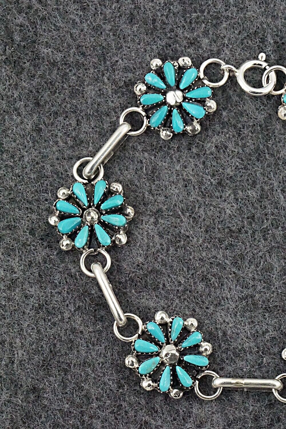 Turquoise & Sterling Silver Link Bracelet - David Leekity