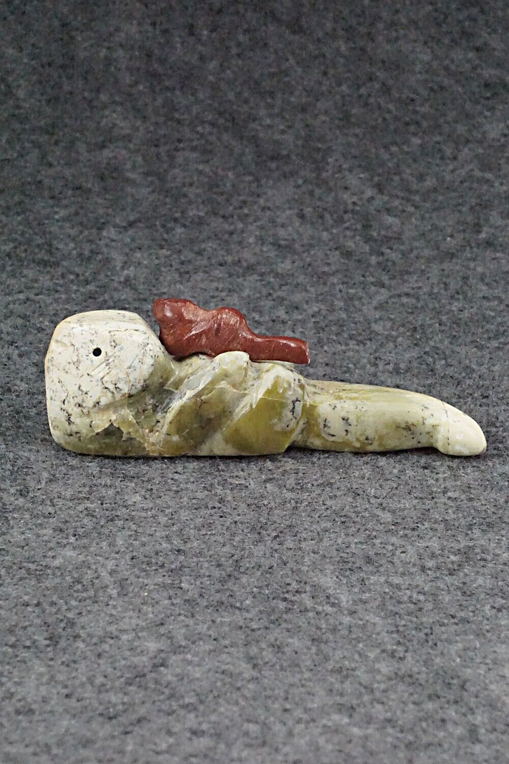 Otter with Pup Zuni Fetish Carving - Justin Red Elk