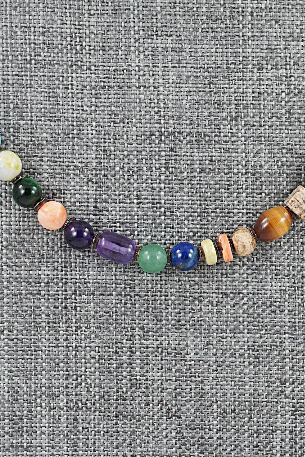 Multi-Stone & Sterling Silver Necklace 18"- Helen Tsosie