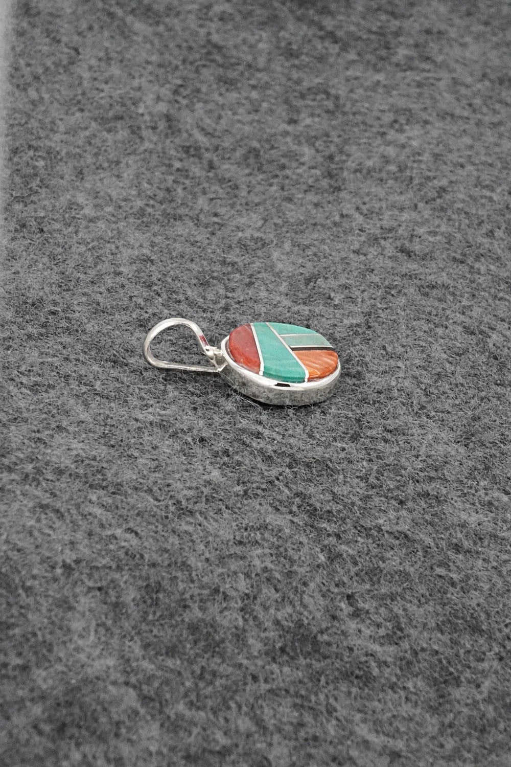 Turquoise, Spiny Oyster & Sterling Silver Pendant - Joseph Martinez