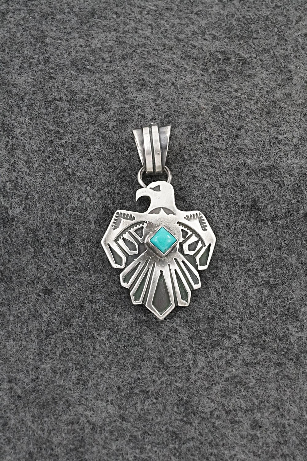 Turquoise & Sterling Silver Pendant - Jerold Joe