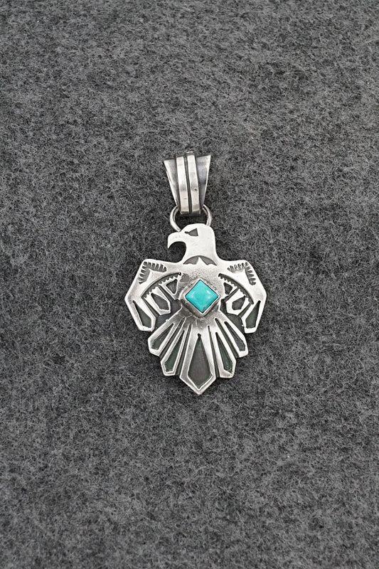 Turquoise & Sterling Silver Pendant - Jerold Joe