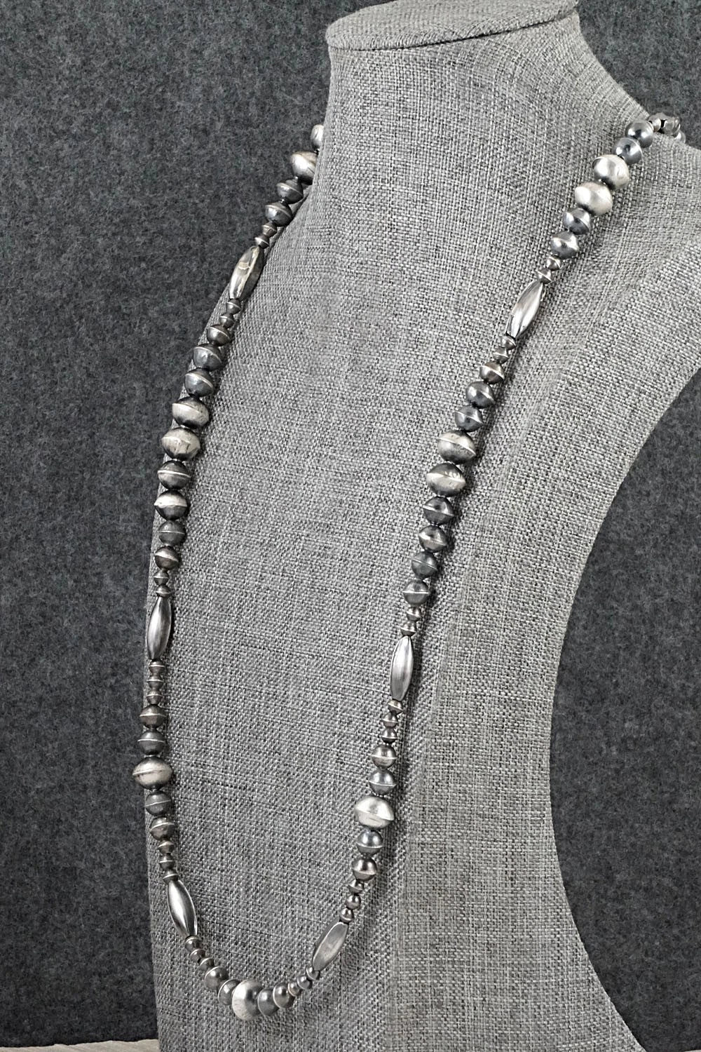 Sterling Silver Navajo Pearl Necklace 26" - Vintage