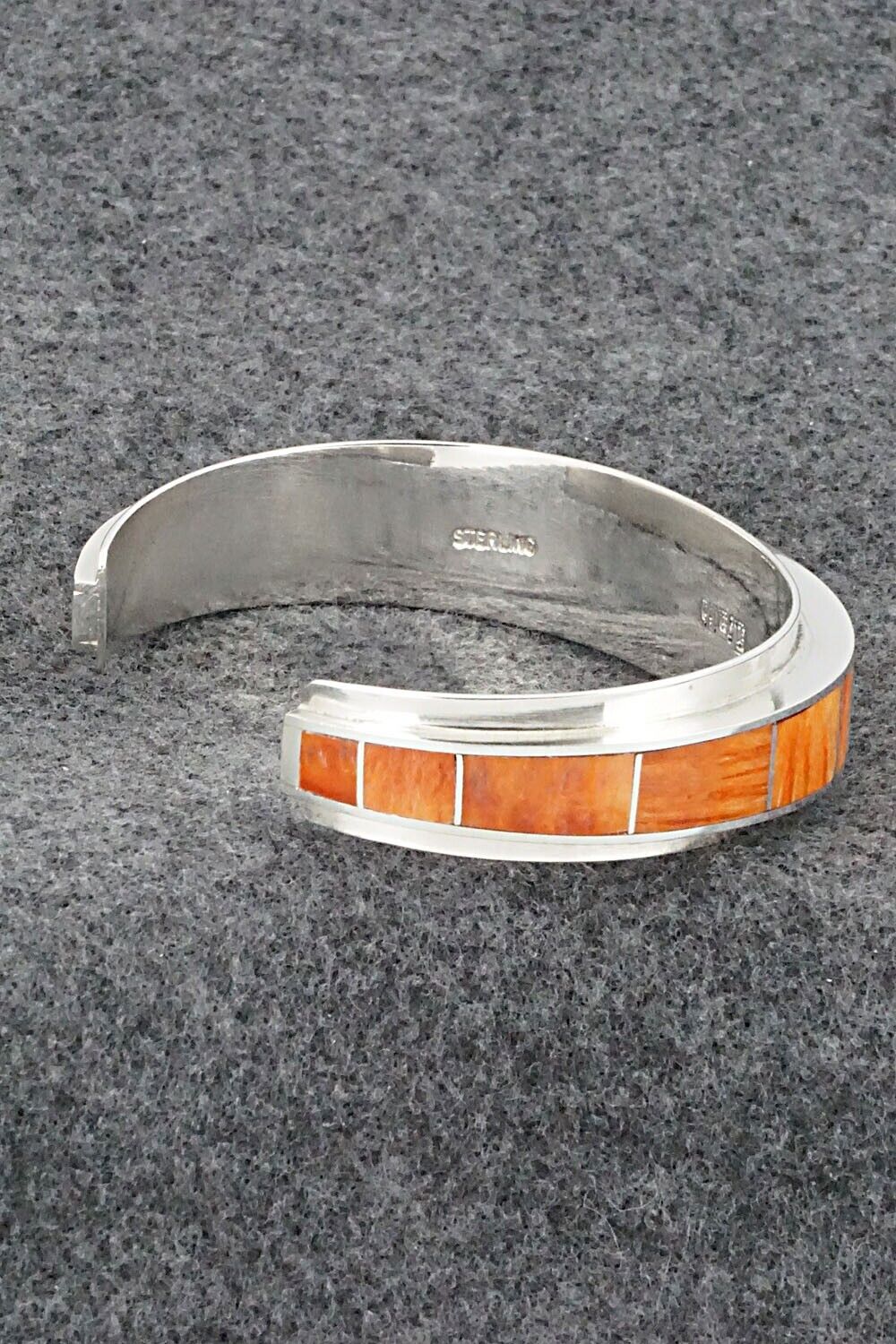 Spiny Oyster & Sterling Silver Inlay Bracelet - Harold Smith