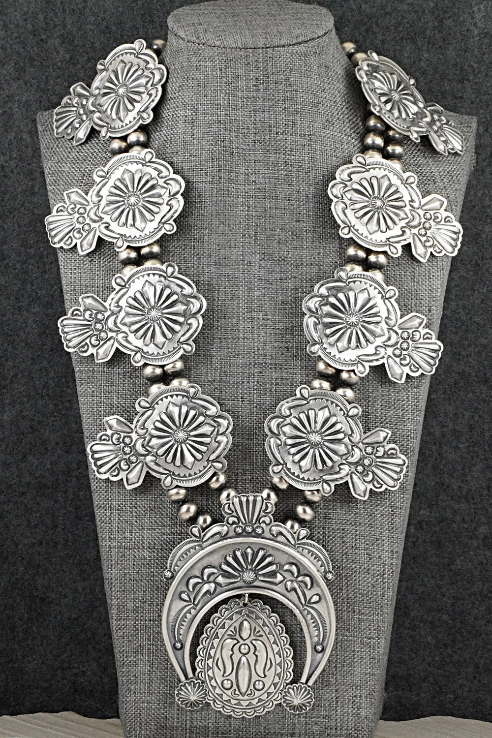 Sterling Silver Squash Blossom Necklace - Terry Charlie