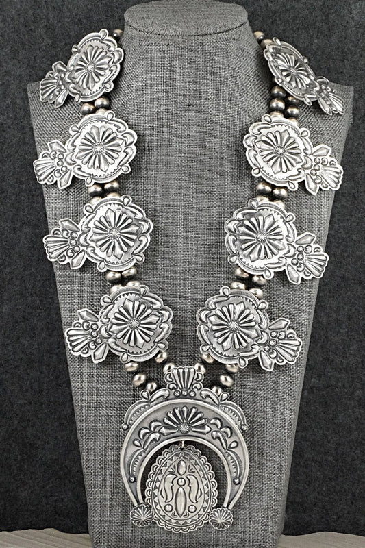Sterling Silver Squash Blossom Necklace - Terry Charlie