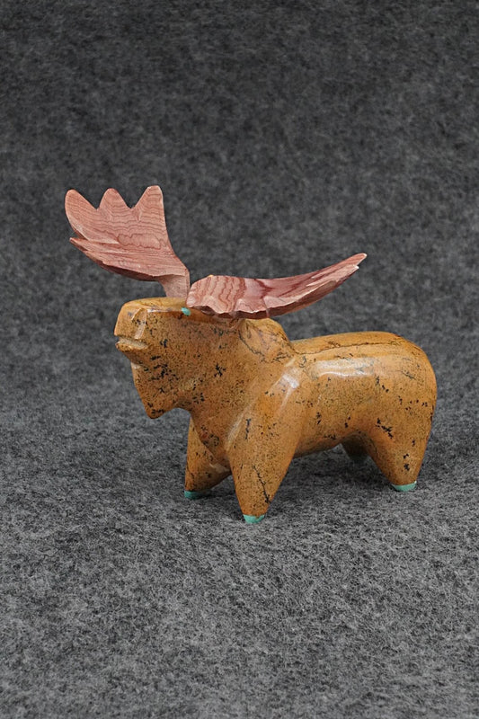 Moose Zuni Fetish Carving - Enrike Leekya