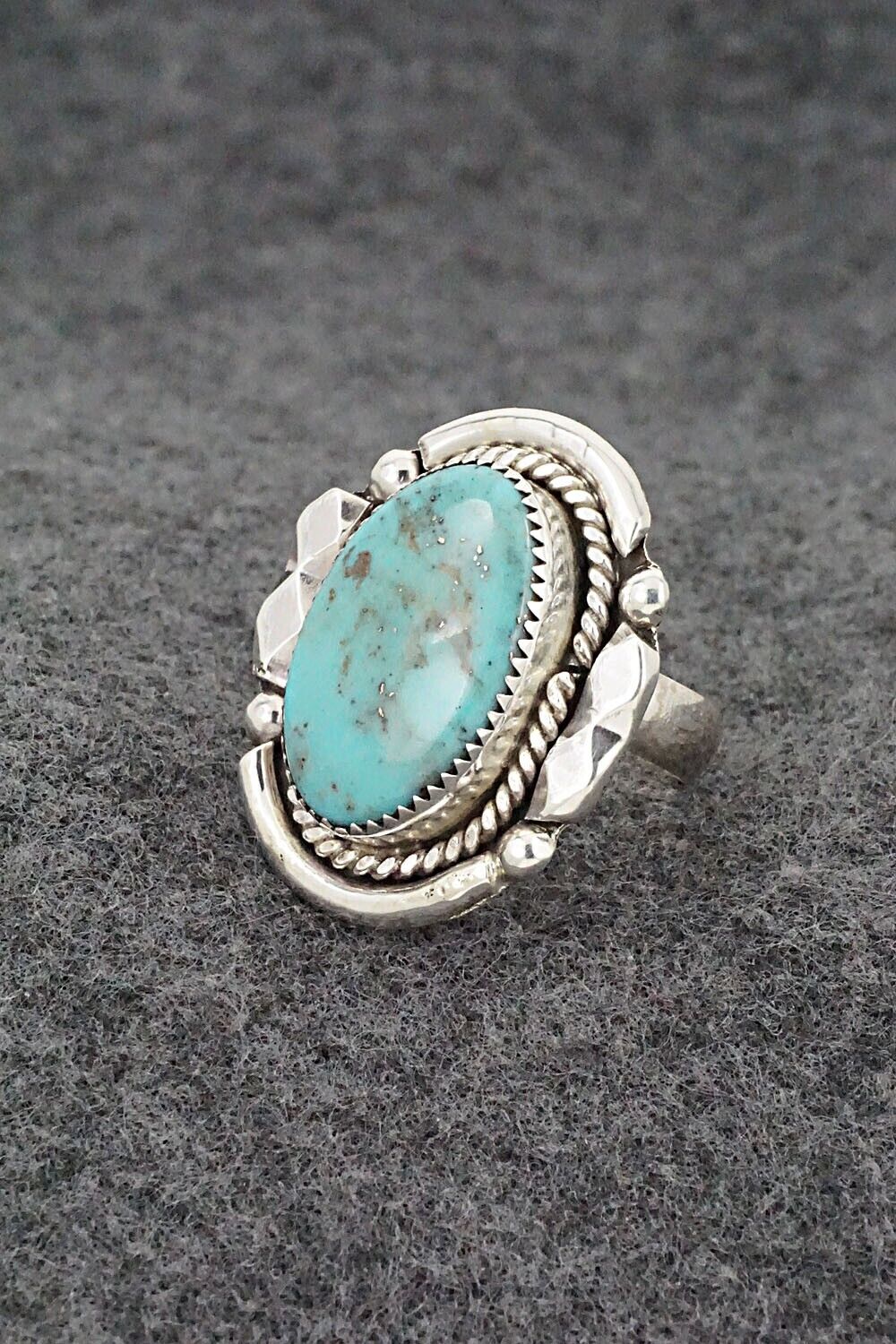Turquoise & Sterling Silver Ring - Kenny Calavaza - Size 6.75