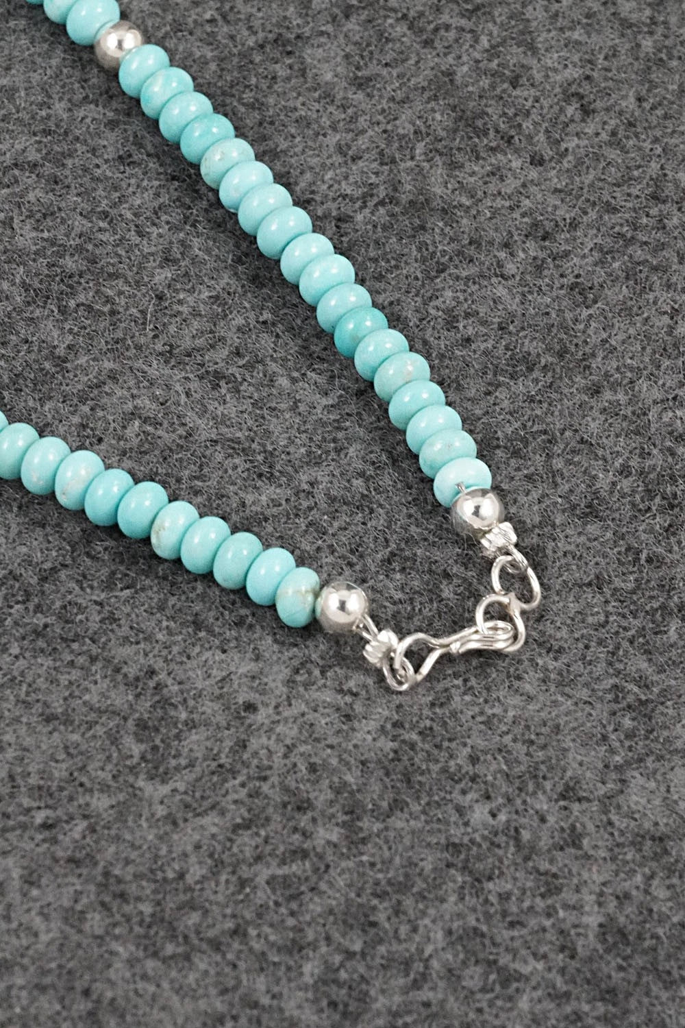 Turquoise & Sterling Silver Necklace 17" - Doreen Jake