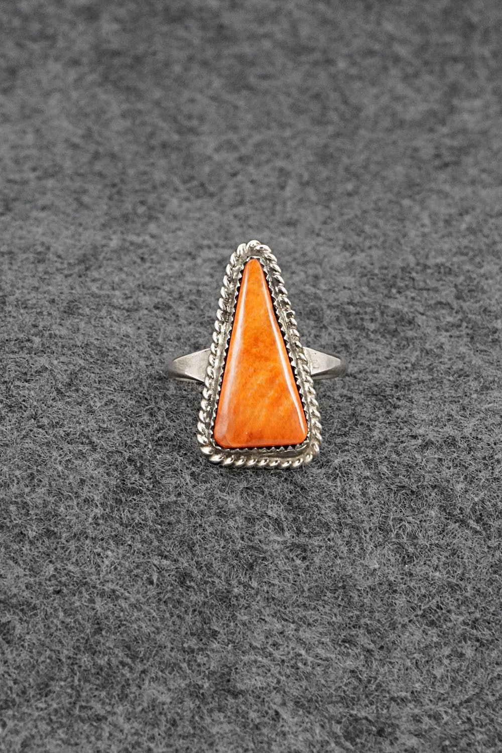 Spiny Oyster & Sterling Silver Ring - Darius Arviso - Size 8.25