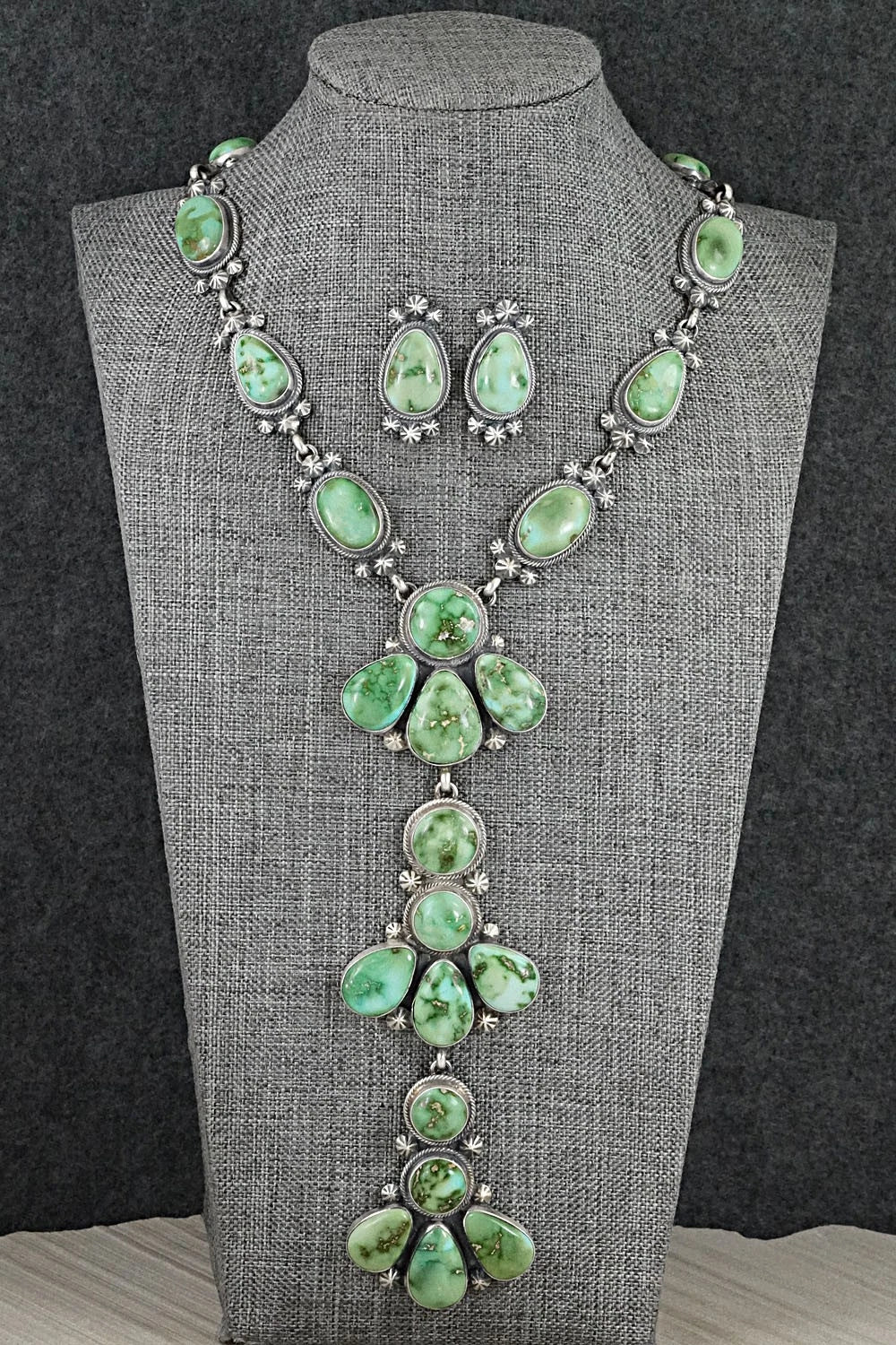 Turquoise & Sterling Silver Necklace and Earrings Set - Darrin Livingston