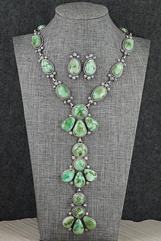 Turquoise & Sterling Silver Necklace and Earrings Set - Darrin Livingston